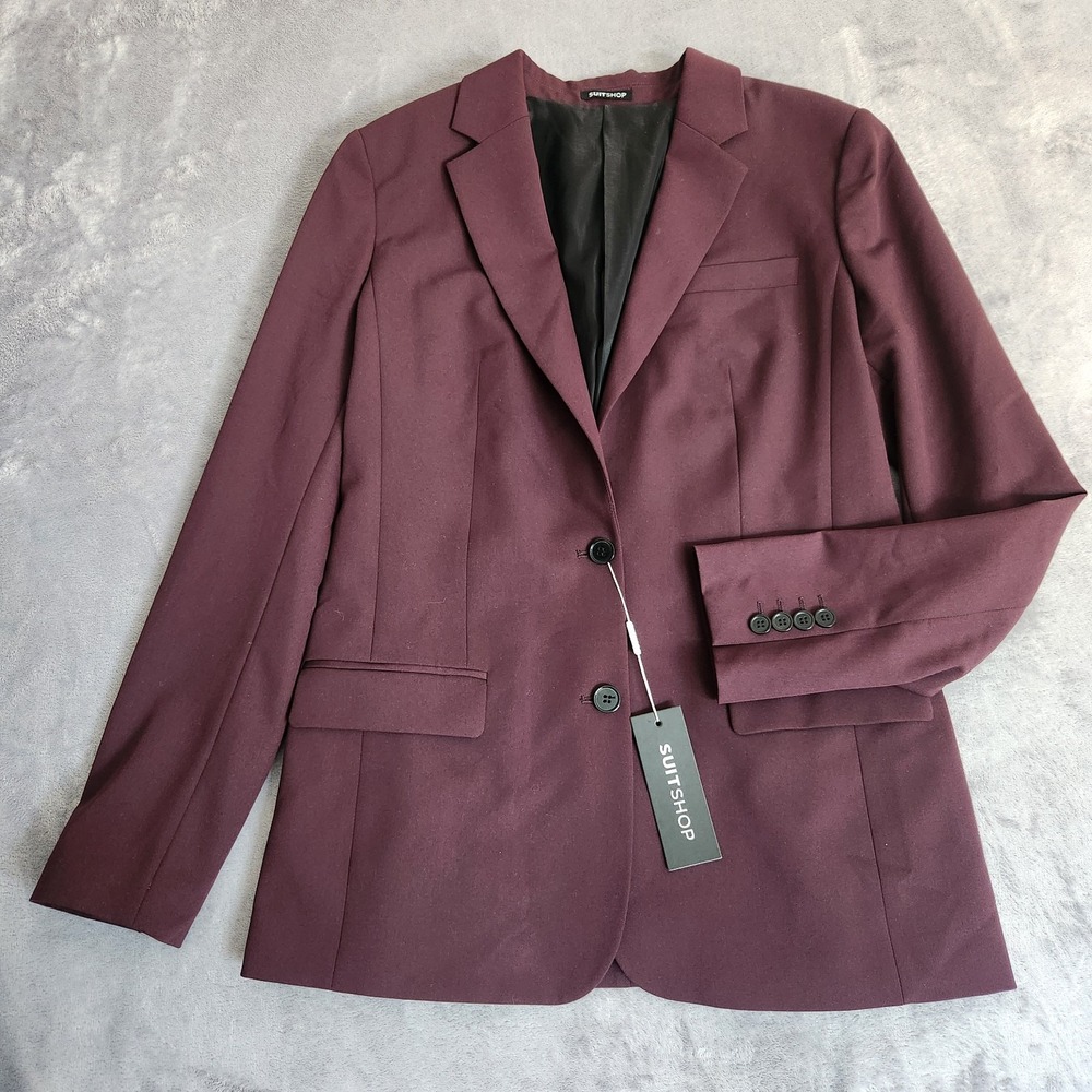 New SuitShop Women's Blazer Burgundy Jacket 8 Long NWT Maroon Wine